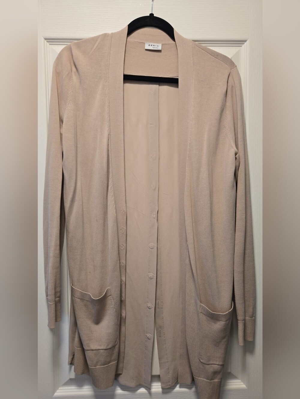 Akris Punto Light Beige Open-Front Longline Cardigan